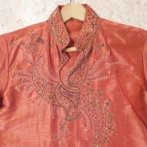 Indian Khurta Men's Shirt - Reddish Orange (Rust)
